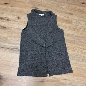 Womens Lofts Grey Open Cardigan Sweater with Front Pockets Size Small